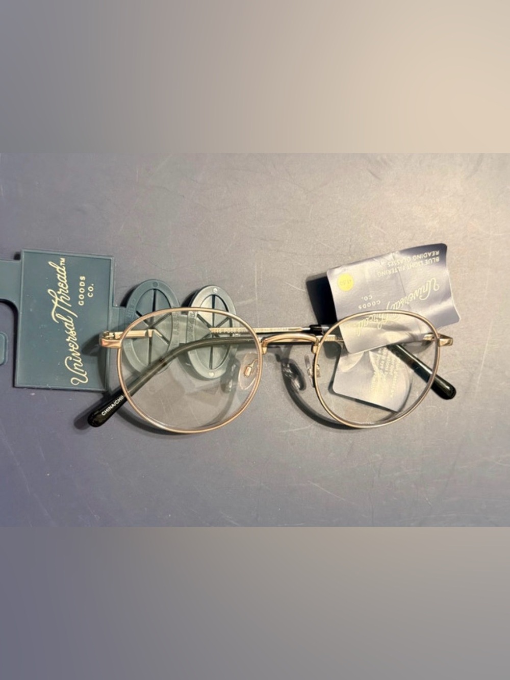 Universal Thread Round Metal Blue Light Reading Glasses +2.00 NWT